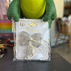 Shiny silver color brooch.